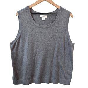 CJ BANKS‎ Sweater Vest Size 1X Knit Cotton Minimalist Neutral Capsule Academia